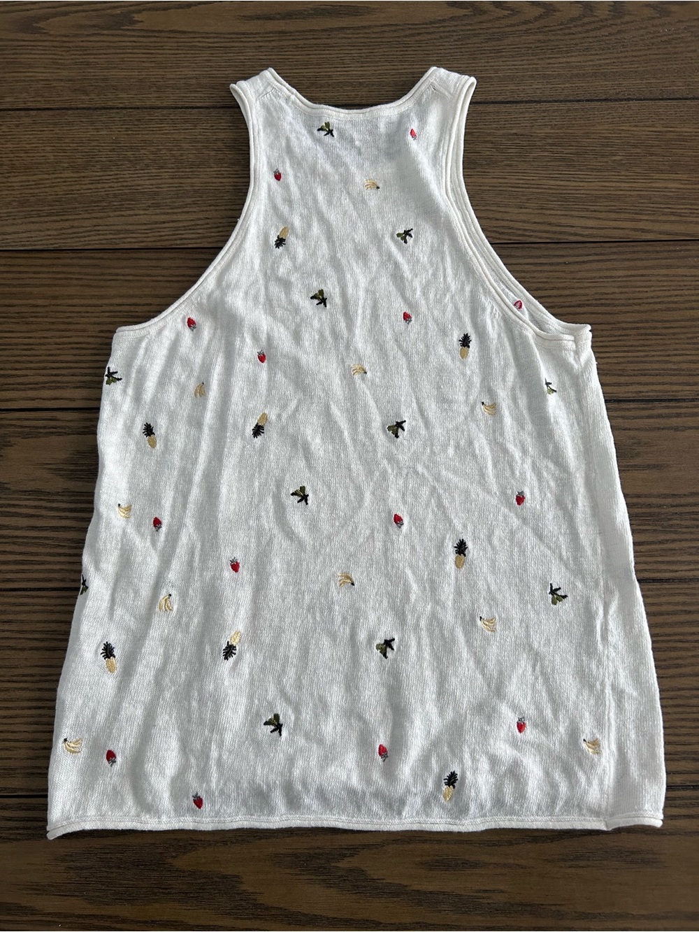 Madewell White Embroidered Fruit Racerback Tank